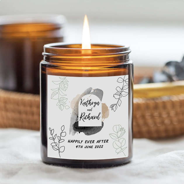 Hampers and Gifts to the UK - Send the Personalised Happily Ever After Wedding Candle 